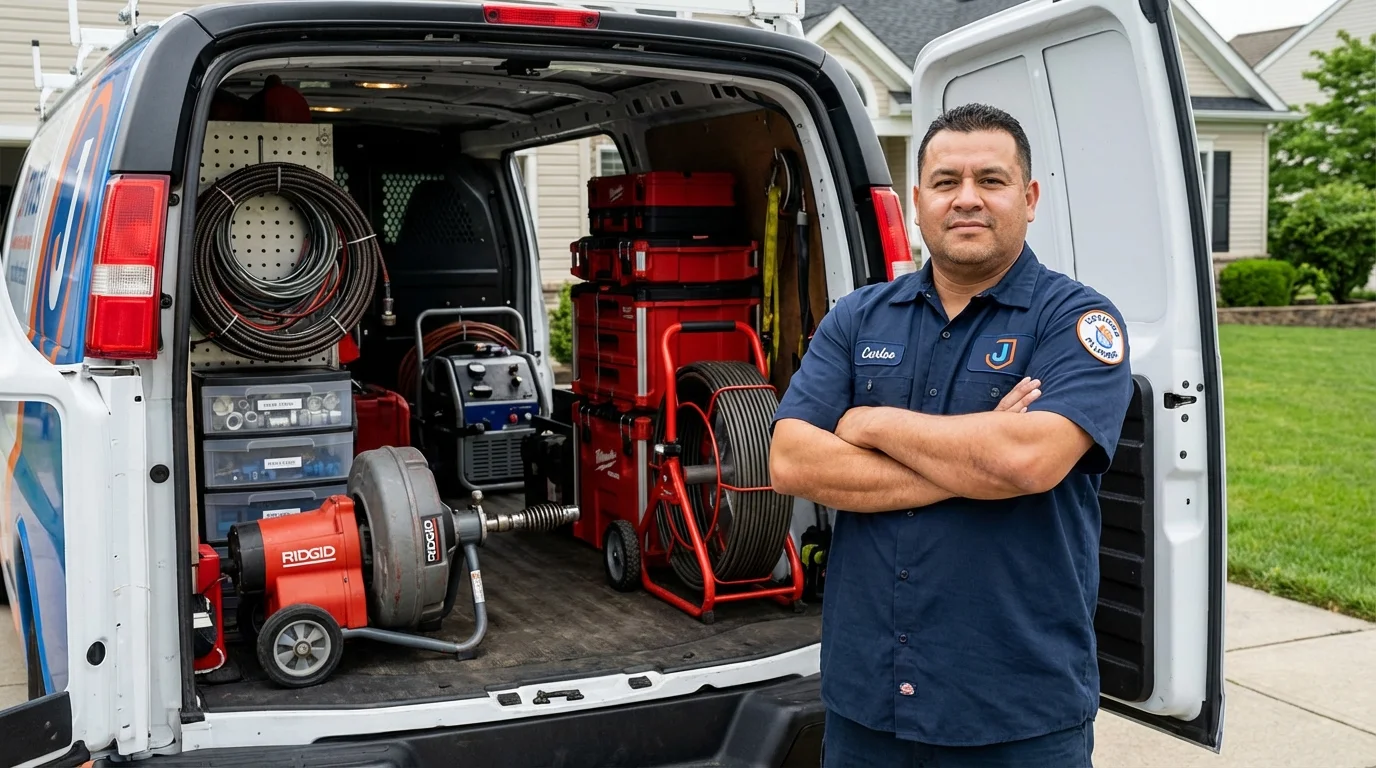 Professional drain cleaning equipment and Johns Plumbing LLC plumber in Toms River