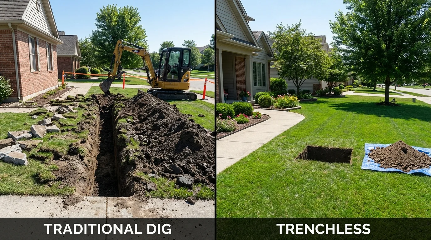 Trenchless sewer repair with minimal yard damage versus traditional excavation in Toms River, NJ